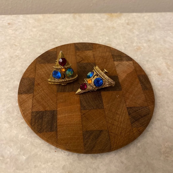 Vintage Christmas Tree Clip on Earrings - Picture 2 of 6